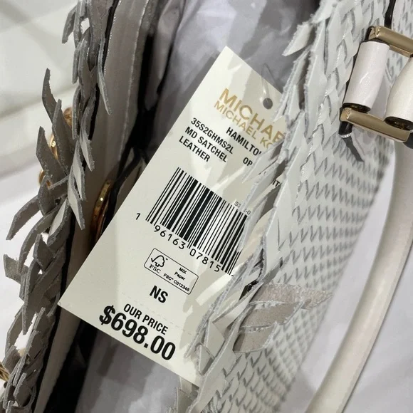 Michael Kors Hamilton white leather woven satchel bag - Picture 7 of 7